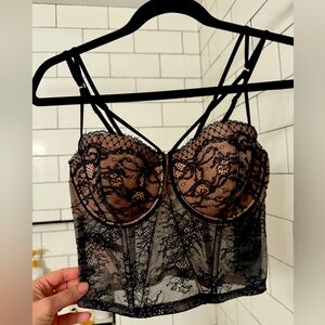 NWT Victoria’s Secret Lace Nude and Black Corset 34D